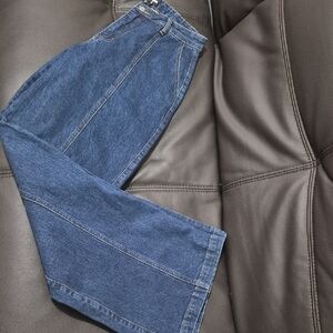 Womens Wide Leg Blue Denim Jeans 7/8 EUC